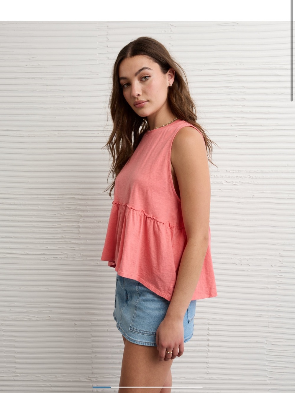 American Eagle Outfitters Coral Pink Peplum Tank